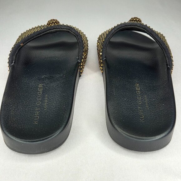 Kurt Geiger Women's Meena Eagle Gold Studded Slides Sandals - Picture 4 of 7